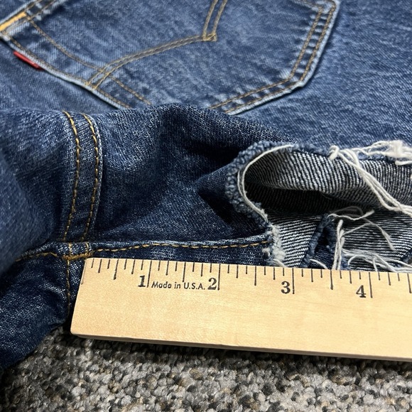 Levis 501 Shorts Womens 34‎ Blue Denim 3" Cutoffs Button Fly Straight American - Picture 7 of 9